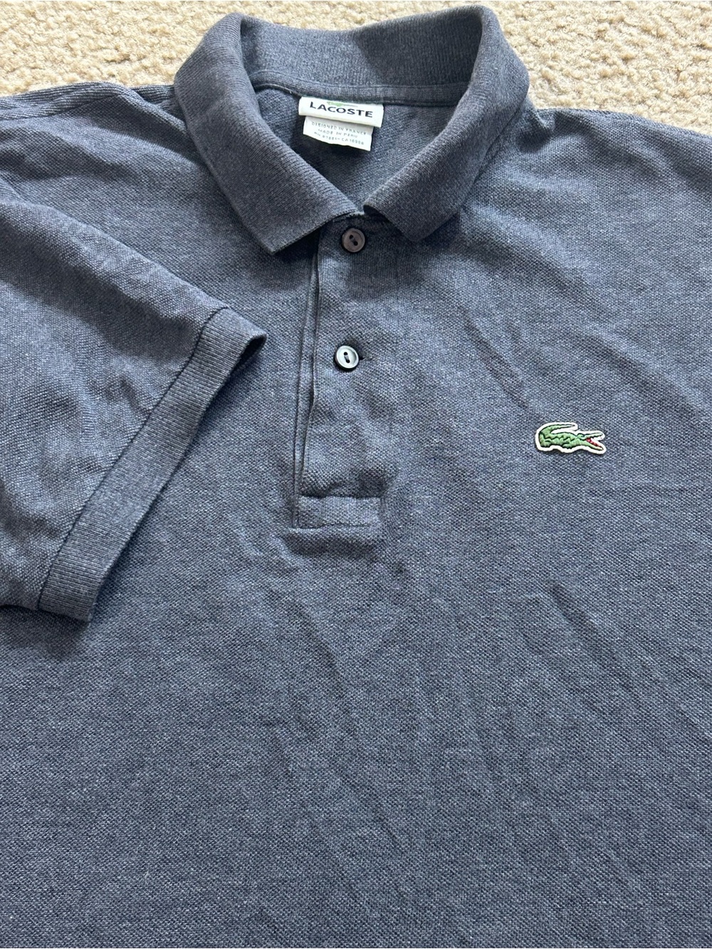 Lacoste Mens Gray Short Sleeve Pique Cotton Polo Shirt Size 5 Small